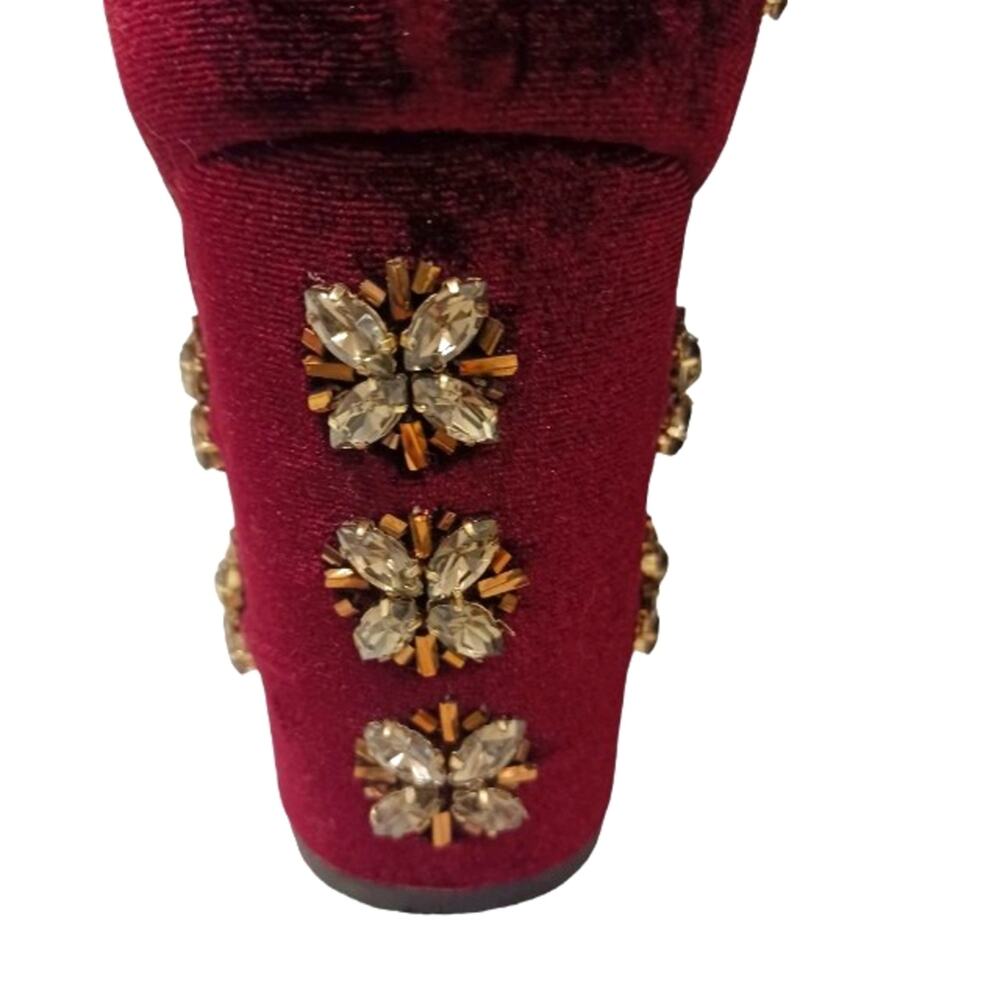 Faryl Roen Ankle Boots Sz 8.5 Maroon Colorblock Jeweled Cowgirl Boho Patchwork - Picture 2 of 16